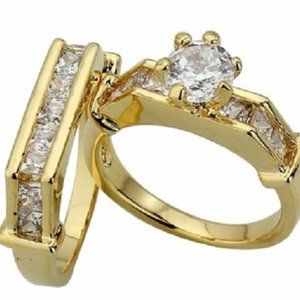 Solitaire 2.50 Ctw Brilliant Created Diamond CZ Engagement 2 Pcs Ring Set SZ 6…